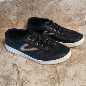 Tretorn 7.5 Black and Rose Gold Tretorn Sneakers